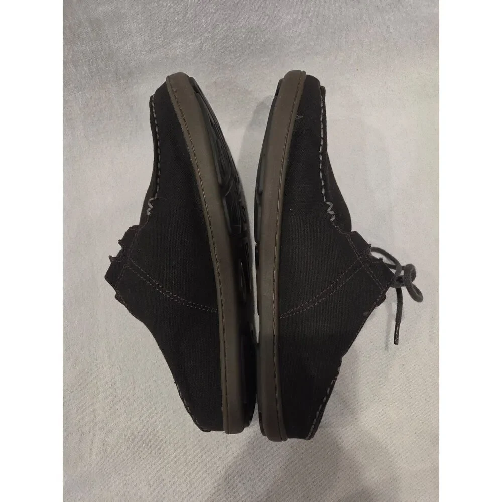 Olukai Ohana Lace Up Mens Casual Shoes Black Canvas Suede Loafers Sz 10